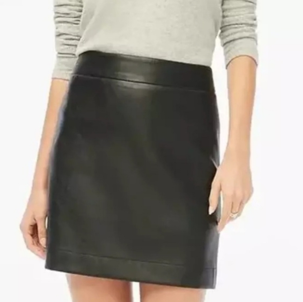 J.Crew Factory Faux Leather A-Line Mini Skirt Black NWT 16 - Picture 3 of 16